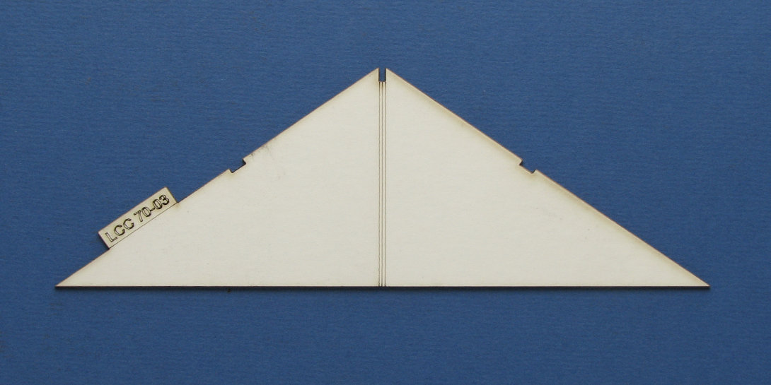 LCC 70-03 O gauge standard size roof support Part of the roof support assembly. For roofs up to 156mm wide.
